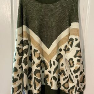 Army Green Leopard Sweater